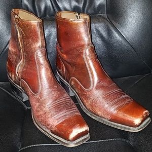 Vintage Square-toe Zip-up Cowboy Boots - M10